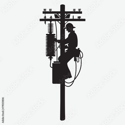 Electrical lineman vector illustration