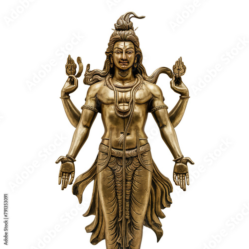 Bronze lord Shiva statue. Maha Shivratri With Trisul. Generative Ai. © callmek