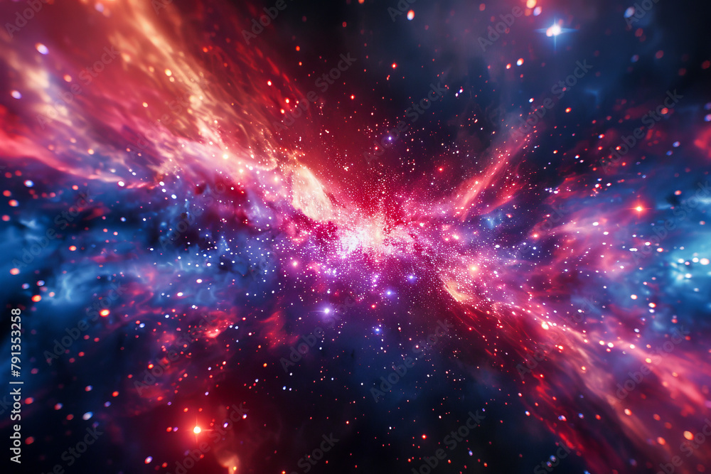 Hyperspace Light Effect.  Generated Image.  A digital rendering of a hyperspace light effect in outer space.