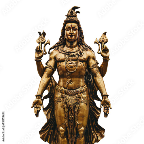 Bronze lord Shiva statue. Maha Shivratri With Trisul. Generative Ai.