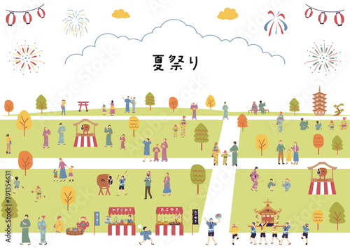 夏祭りを楽しむ人達