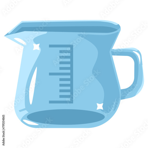 Plastic measuring cup vector cartoon illustration isolated on a white background.