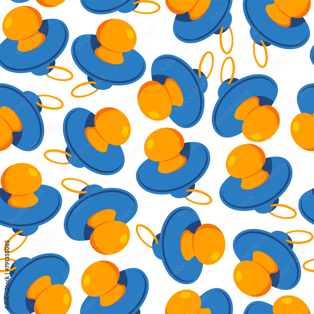 Newborn pacifier vector cartoon seamless pattern background. Newborn pacifier vector cartoon seamless pattern background.