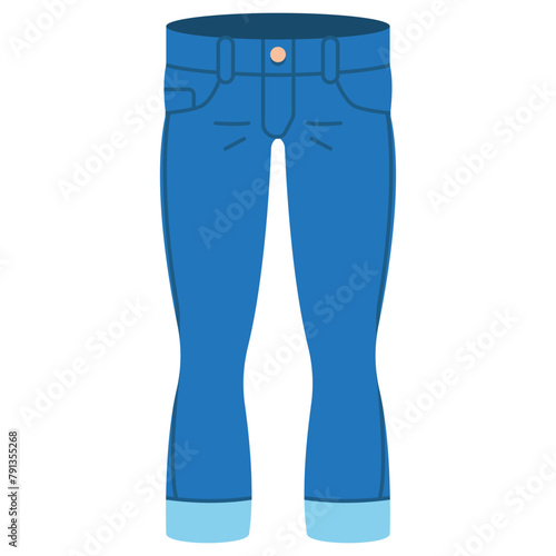 Woman jeans vector cartoon illustration isolated on a white background.