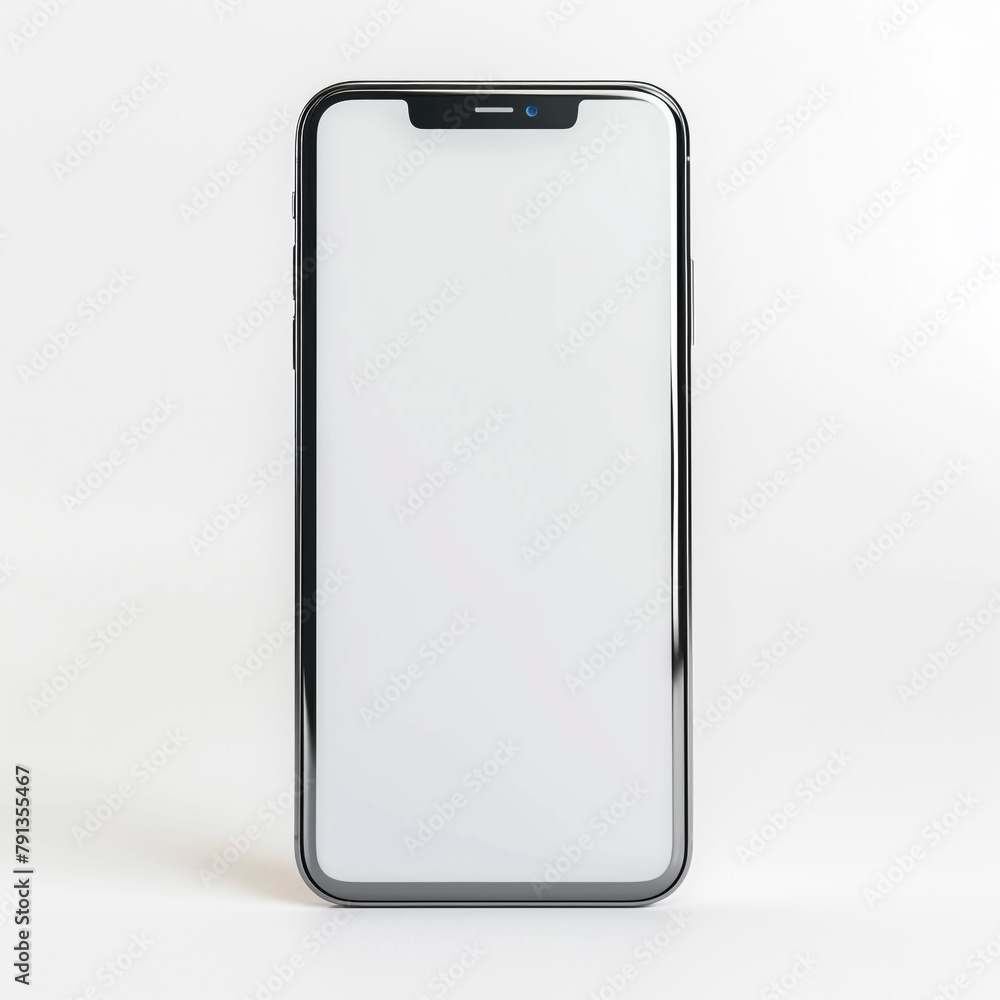 Mobile Phone isolated mockup with white screen isolated on white background Mobile Phone isolated mockup with white screen isolated on white background