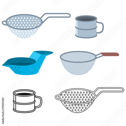 Sieve vector cartoon set isolated on a white background.