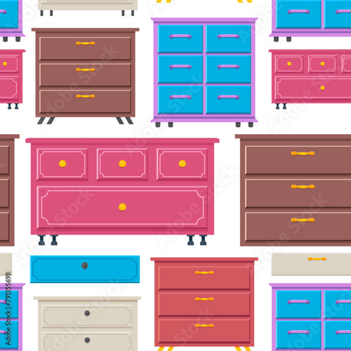Dressers vector cartoon seamless pattern background.