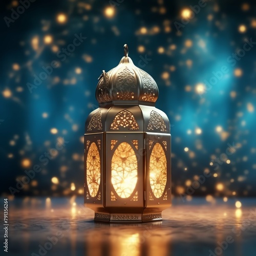 Eid mubarak and ramadan kareem greetings with islamic lantern and mosque. Eid al fitr background