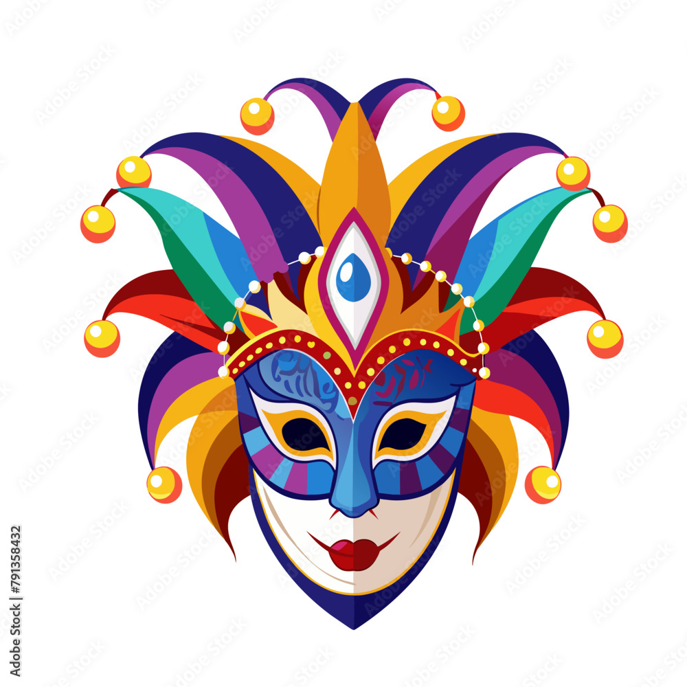 carnival mask art drawn for decor on white background