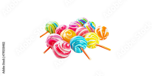 
Colorful candy and lollipops isolated on white background photo