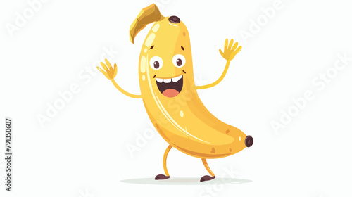 Vector cartoon image of a funny yellow banana standin photo