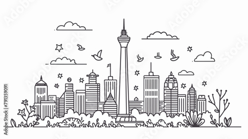 Vector doodle of Monas Jakarta indonesia capital city photo