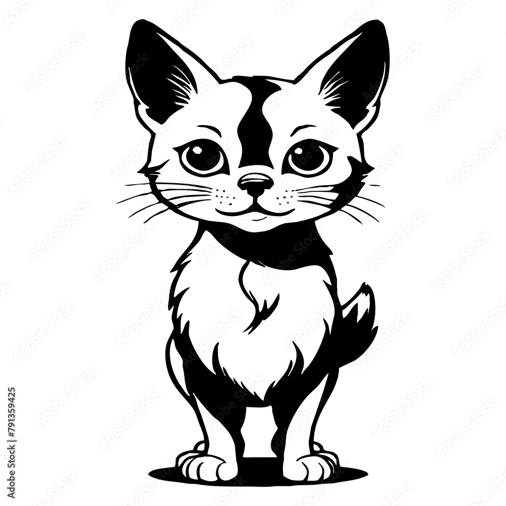 Fototapeta premium Black and white cartoon . Pattern for T-shirt, covers. Generated by Ai