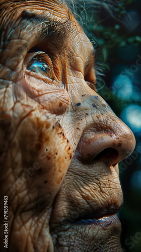 Gros plan du visage de profil d'une personne âgée © Valrie