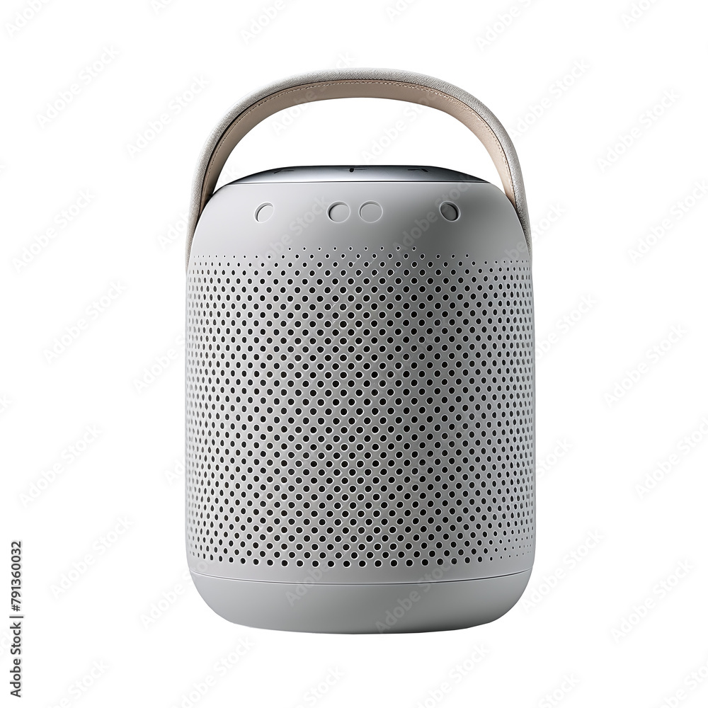 grey wireless portable speaker, png file of isolated cutout object with shadow on transparent background. grey wireless portable speaker, png file of isolated cutout object with shadow on transparent background.