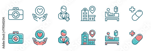 health treatment icon vector set medical patient life care signs illustration for web and app