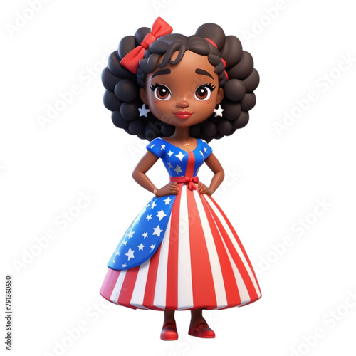 3d cartoon of a African people avatar on Isolated transparent background png. generated with AI
