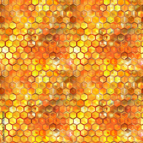 Golden honeycomb pattern with a shiny metallic finish