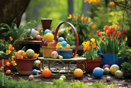 Garden Decor Play  Arrange the decor in a playful and whimsical manner.