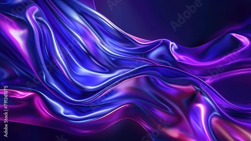 Blue Violet 3D Silky Waves as Abstract Background for Your Project