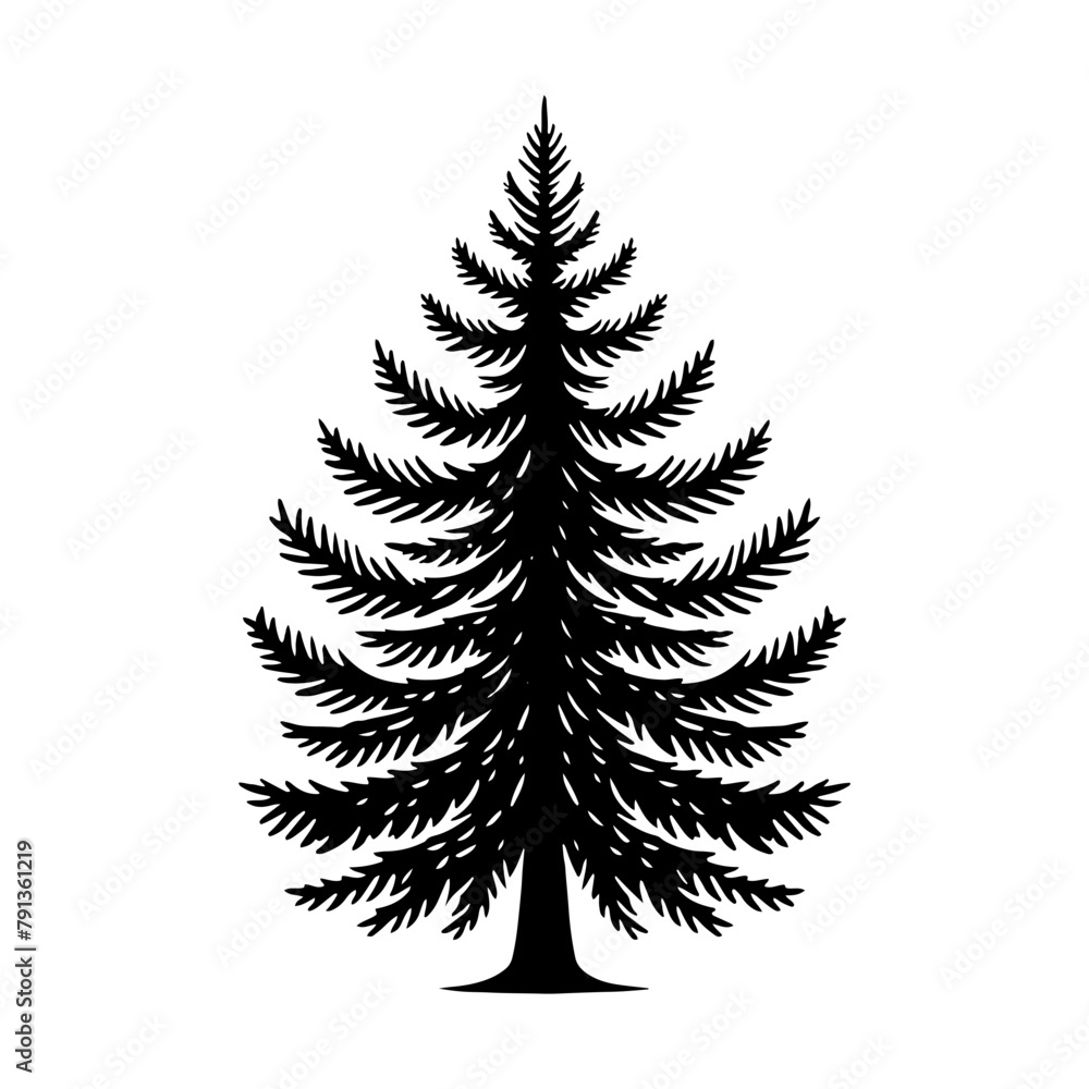 Black Vector Fir Tree Silhouette, Nature's Evergreen Guardians Standing Tall in Darkness- Fir tree Illustration- Fir tree vector stock. Black Vector Fir Tree Silhouette, Nature's Evergreen Guardians Standing Tall in Darkness- Fir tree Illustration- Fir tree vector stock.