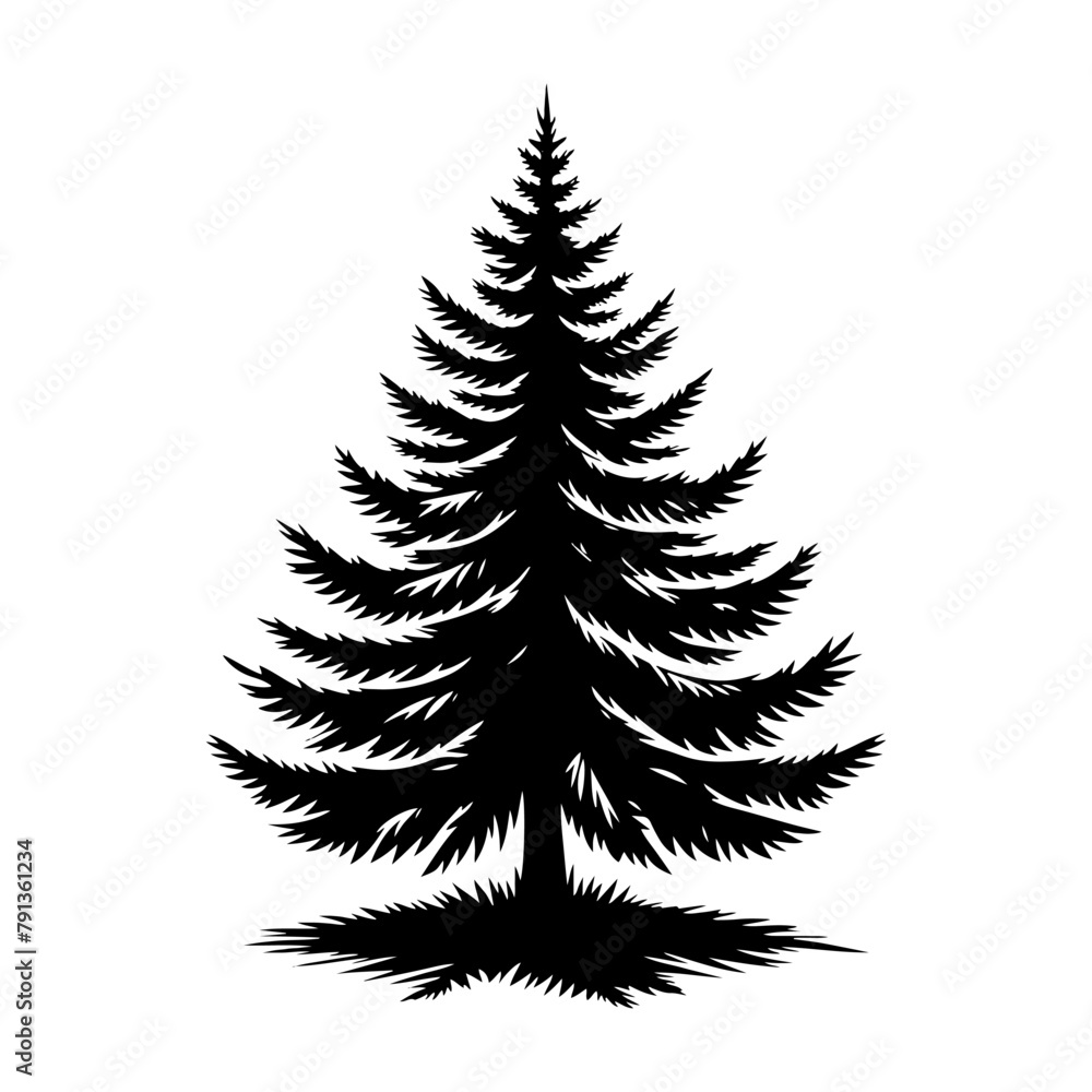 Black Vector Fir Tree Silhouette, Nature's Evergreen Guardians Standing Tall in Darkness- Fir tree Illustration- Fir tree vector stock. Black Vector Fir Tree Silhouette, Nature's Evergreen Guardians Standing Tall in Darkness- Fir tree Illustration- Fir tree vector stock.