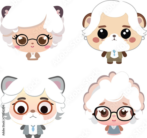 plantillaFour cartoon characters with glasses and one of them is wearing a tie © Marcela Ruty Romero