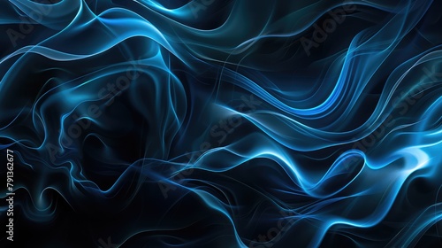 Electricity flowing in smooth blue abstract wave , Abstract neon sound waves with black background, elegant smooth lines, luxury concept, blue smoke on black background, 3D rendering