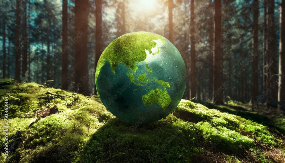 Mossy Forest Gem: Green Globe with Sunlight Mossy Forest Gem: Green Globe with Sunlight