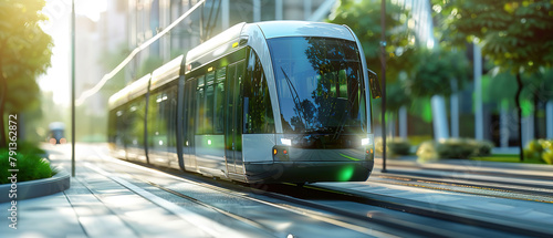 New Motion Icon Concept - Ecological Public Transport Alternative., with empty copy space,