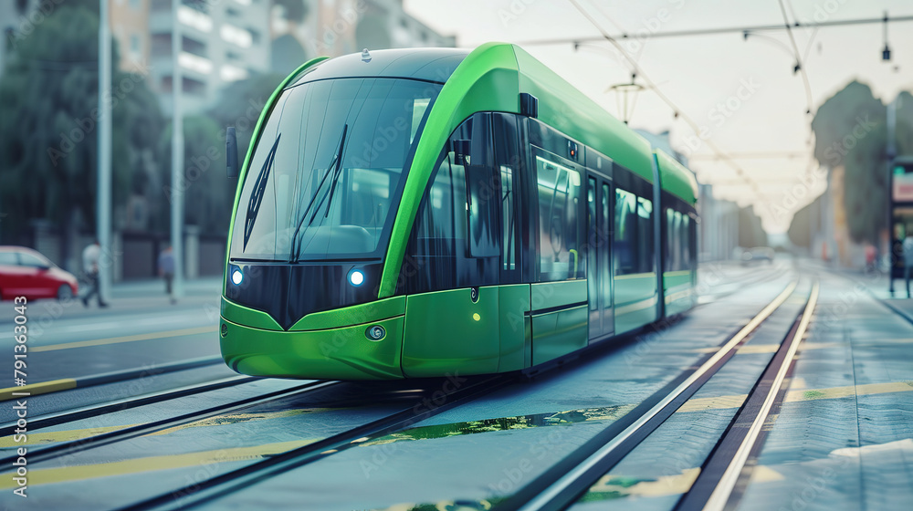 Naklejka premium New Motion Icon Concept - Ecological Public Transport Alternative., with empty copy space,