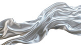 Silver color satin smooth fabric isolated on transparent background. Design element, abstract background. Generative AI