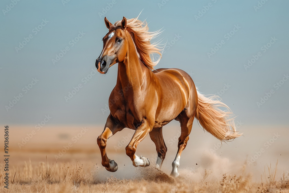 Beautiful red horse galloping on the field Beautiful red horse galloping on the field