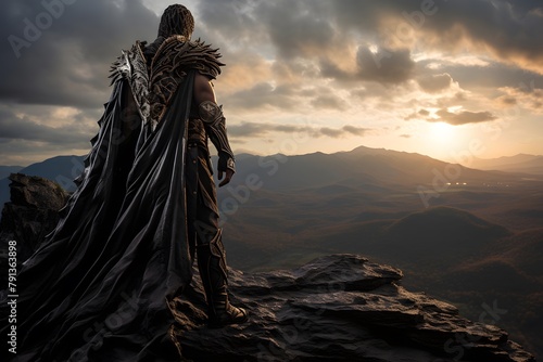 3D CG rendering of fantasy warrior in the mountains. High resolution © Iman