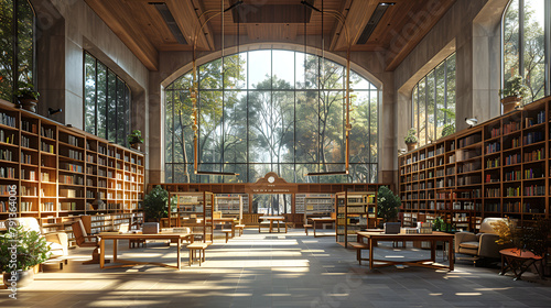 interior of university library oxford university. generative ai  photo
