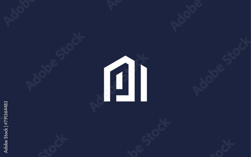 letter pi with house logo icon design vector design template inspiration
