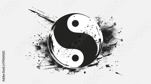 Yin Yang eight directions vector drawn Hand drawn sty