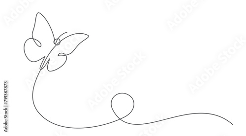 Butterfly One line drawing isolated on white background
