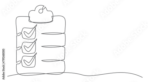 Clipboard One line drawing isolated on white background