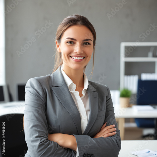 Smiling businessman in office looking at camera