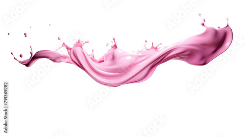 Strawberry milk splash on white background. © PT