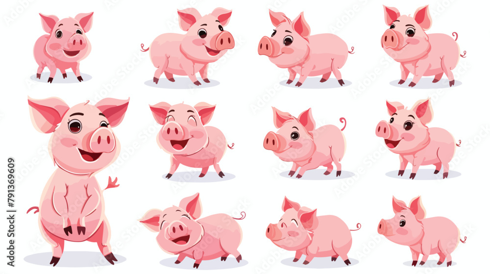Cute piggy collection. Vector illustration