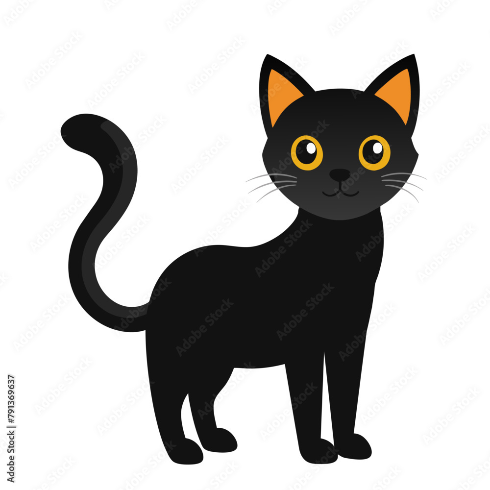 cute black cat art drawn on white background cute black cat art drawn on white background