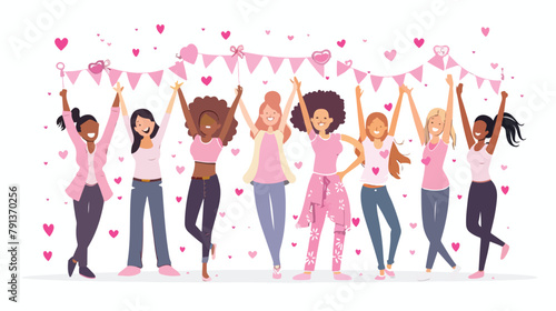 Day of Pink cartoon hand drawn style flat vector