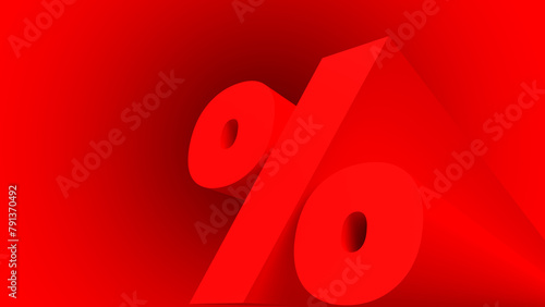 3d percent sign. Space to insert text. Red background