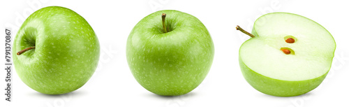 green apples isolated on white background. clipping path