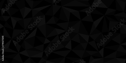 黒いグラデーションのポリゴン背景　幾何学模様　パターン　サイズ比率16:9