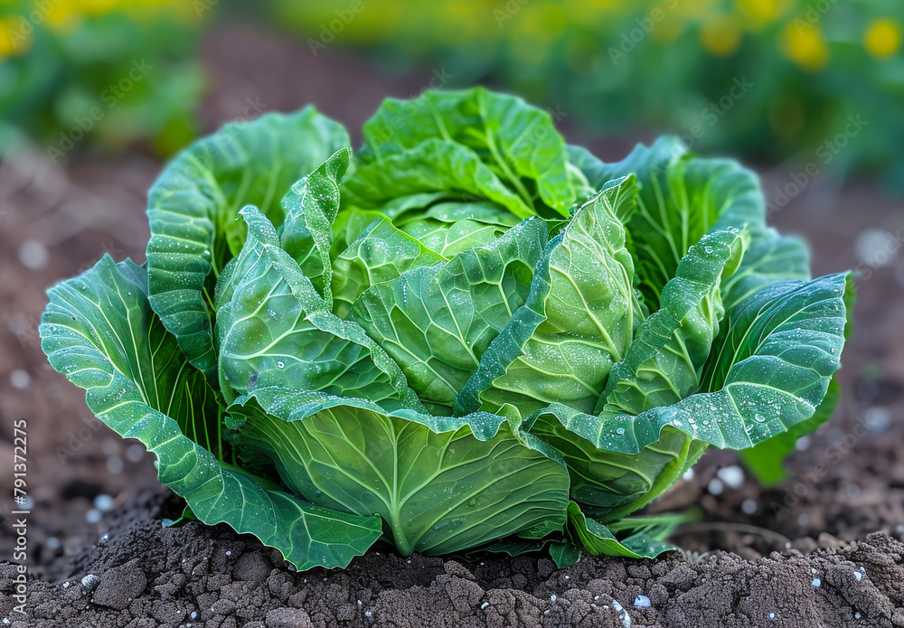 Fresh cabbage growing in the garden Fresh cabbage growing in the garden