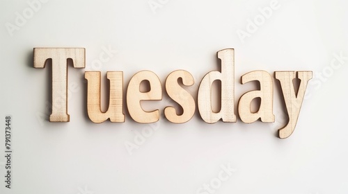 Tuesday Text Sign on a White Background - Days of the Week, Schedule Display, Organizational Aid - Education, Business Services.