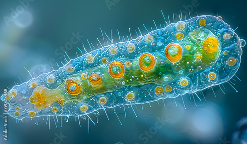 Bacteria are microscopic unicellular eukaryotic organisms. photo